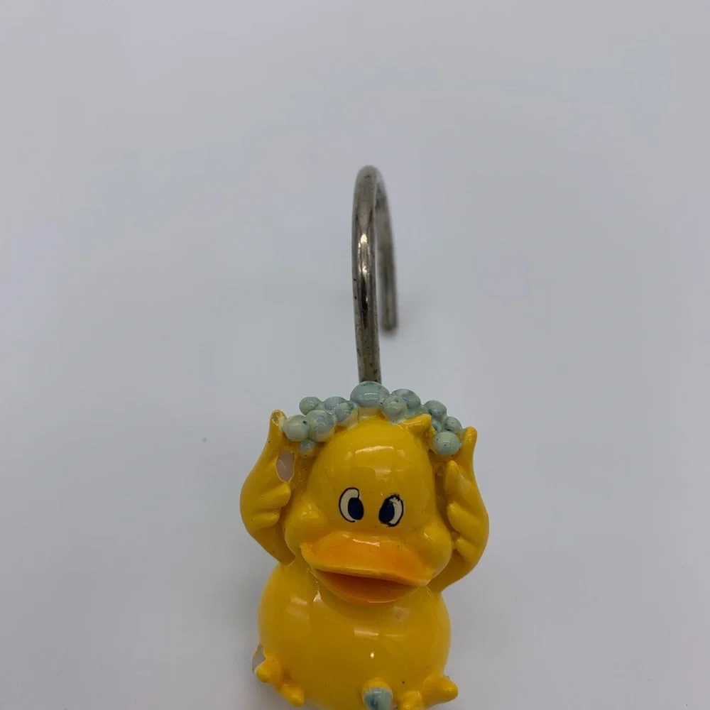 Vintage 9 Pcs Yellow Ducklings Shower Curtain Rings